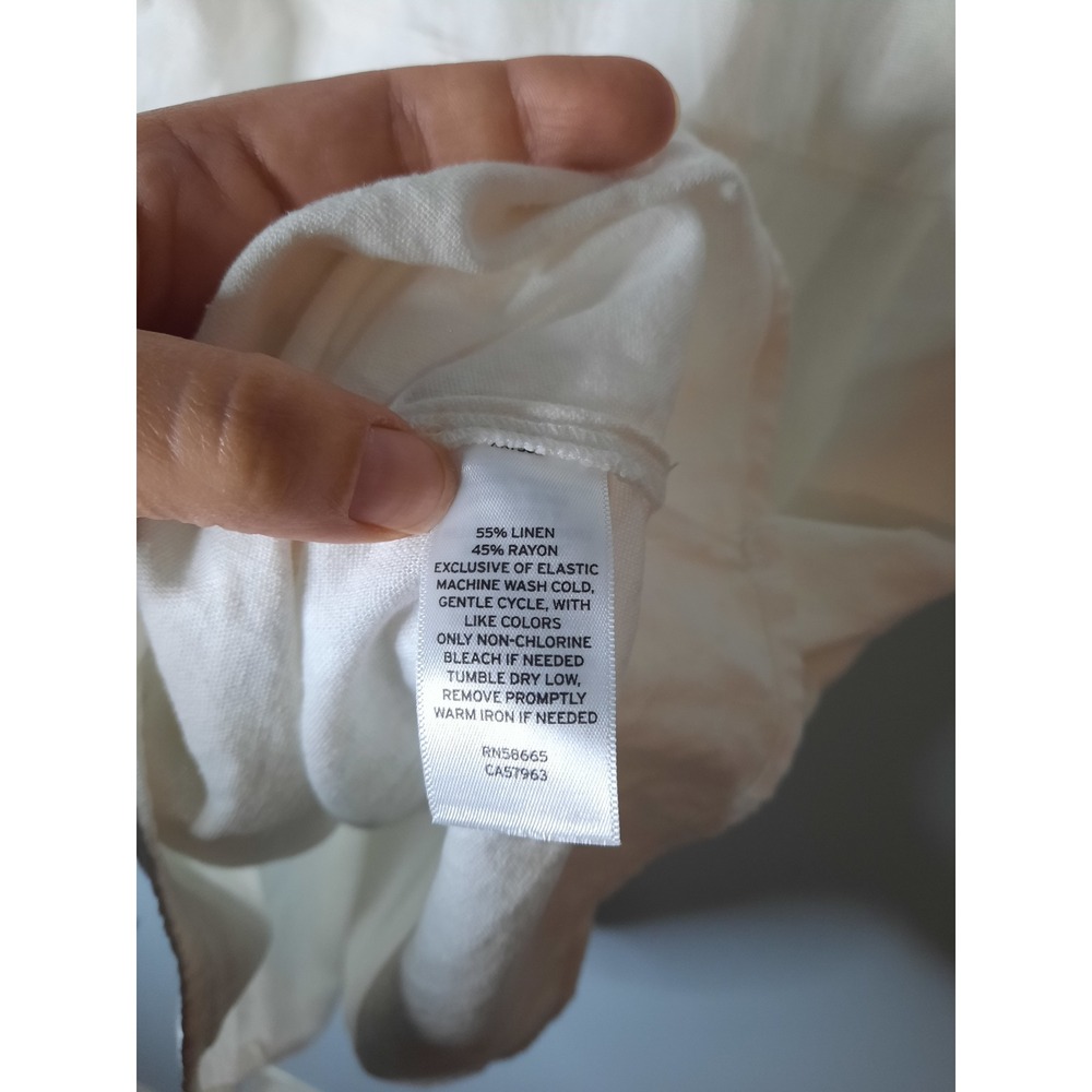 Abound White Linen Blend Ruffle V-Neck Mini Dress Smocked Back Small - Picture 4 of 5
